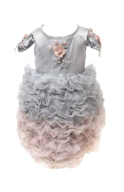 Petite Maison Babies'  Kids Mia Ombré Cupcake Tulle Dress In Grey And Pink Ombre