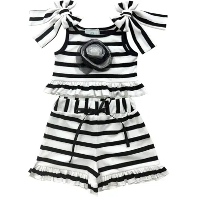 Petite Maison Babies'  Kids Monaco Striped Girls' Top And Shorts Set In Black