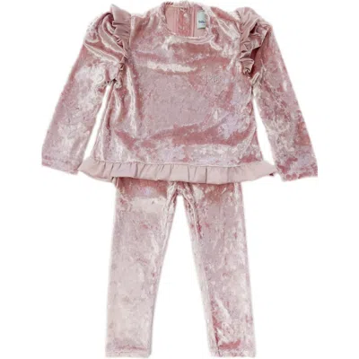 Petite Maison Babies'  Kids Pink Velour Lounge Set