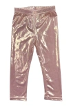 Petite Maison Kids Vegan Metallic Leather Leggings In Pink