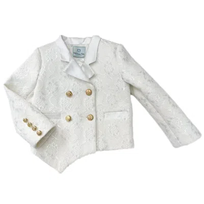 Petite Maison Kids' Lace Overlay White Blazer
