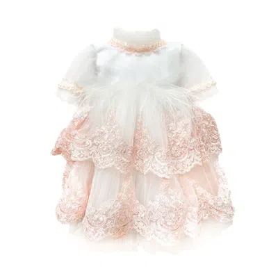 Petite Maison Kids' Laila Embroidered Feather Dress In White