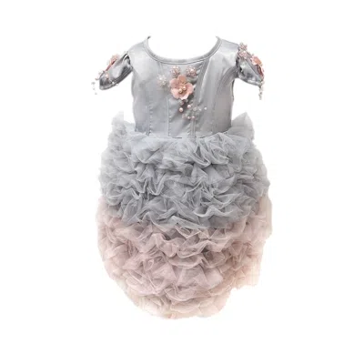 Petite Maison Kids' Mia Grey And Pink Ombré Cupcake Tulle Dress In Gray