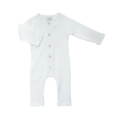 Petite Maison Kids' Ribbed Cotton Playsuit - White In Blue