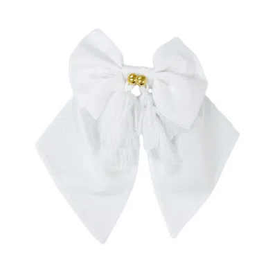 Petite Maison Kids' Sienna Tassels Hair Bow In White