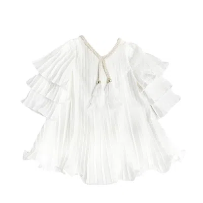 Petite Maison Kids' Sienna White Pleated Dress