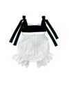 Petite Maison Unisex  Audrey Ceremony Romper With Black Velvet Top And White Tulle Body In White/black