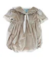 Petite Maison Unisex  Helenus Sailor Neck Tie Velour Bubble Romper In Beige