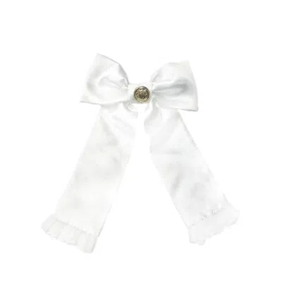 Petite Maison Kids' White Satin Tuxedo Hair Bow
