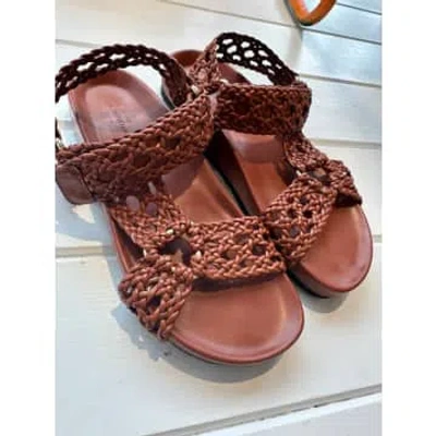 Petite Mendigote - Leather Plaited Sandals In Brown