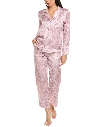 Petite Plume 2pc Classic Silk Pajama Set In Pink