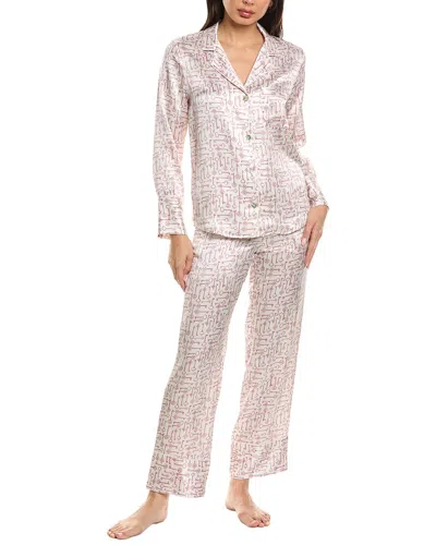 Petite Plume 2pc Classic Silk Pajama Set In Red