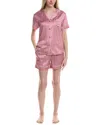Petite Plume 2pc Classic Silk Short Set In Pink