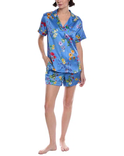 Petite Plume 2pc Mulberry Silk Pajama Set In Blue