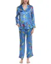 Petite Plume 2pc Silk Pajama Set In Blue