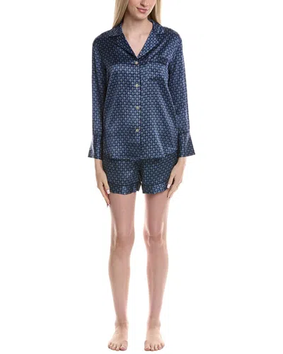 Petite Plume 2pc Silk Pajama Set In Blue