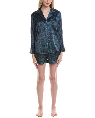 Petite Plume 2pc Silk Pajama Set In Green