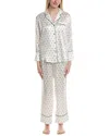 Petite Plume 2pc Silk Pajama Set In White