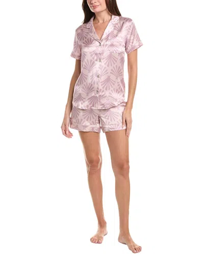 Petite Plume 2pc Silk Pajama Short Set In Pink