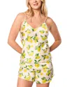 Petite Plume Amalfi Lemons Mulberry Silk Short Pajamas In Amalfi Lemons
