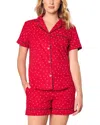 Petite Plume Print Cotton Twill Short Pajamas
