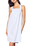 Petite Plume Annabelle Gingham Brushed Cotton Twill Nightgown In Blue