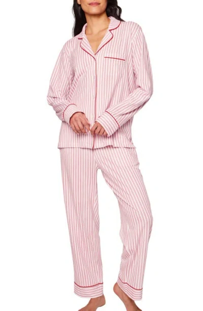 Petite Plume Antique Red Peruvian Cotton Pajamas In Antique Red Ticking