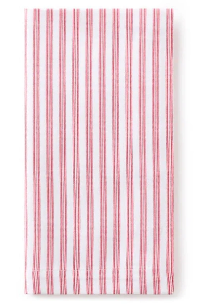Petite Plume Antique Set Of 4 Ticking Stripe Cotton Placemats In Pink