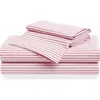 Petite Plume Antique Ticking Stripe Cotton Sheet Set In Pink