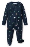 Petite Plume Boy's Arctic Antics Printed Footie In Navy