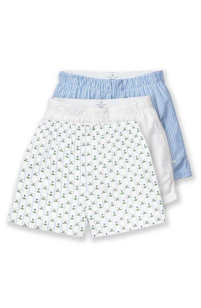 Petite Plume Assorted 3-pack Cotton Twill Boxers In Blue