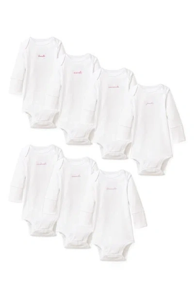Petite Plume Babies'  Assorted 7-pack Long Sleeve Pima Cotton Bodysuits In White