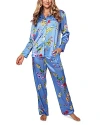 Petite Plume Brilliant Botanical Mulberry Silk Pajamas In Blue