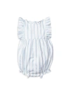 PETITE PLUME BABY GIRL'S STRIPED RUFFLE-TRIMMED BUBBLE ROMPER