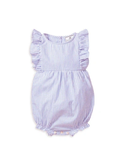 Petite Plume Baby Girl's Striped Seersucker Bubble Romper In Blue