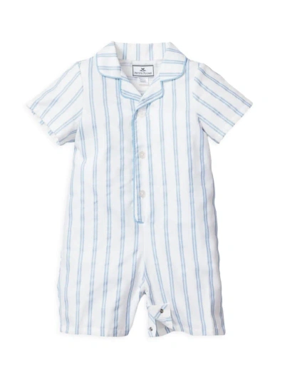 Petite Plume Baby's Striped Cotton-blend Romper In Periwinkle