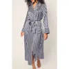 Petite Plume Bengal Stripe Silk Robe In Navy