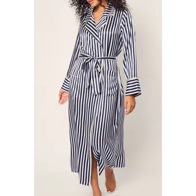 Petite Plume Bengal Stripe Silk Robe In Navy