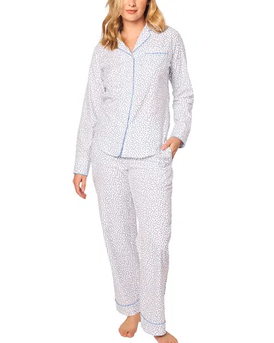 Petite Plume Bluehearts Twill Long Pajama Set In Blue Hearts