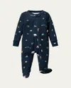 Petite Plume Boy's Arctic Antics Printed Footie In Navy