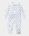 Petite Plume Palmier Print Pima Cotton Footie In Palmier