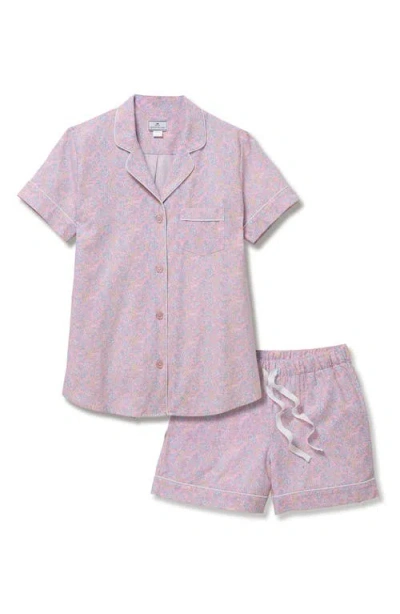 Petite Plume Brushed Cotton Twill Short Pajamas In Multi