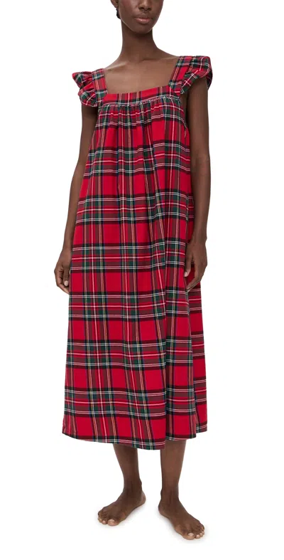 Petite Plume Brushed Twill Clara Nightgown Red In Multi