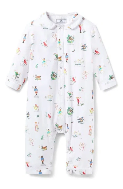 Petite Plume Babies'  Cambridge 12 Days Of Christmas One-piece Brushed Twill Pajamas In White