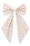 Petite Plume Camel Gingham Cotton Wreath Bow In Neutral