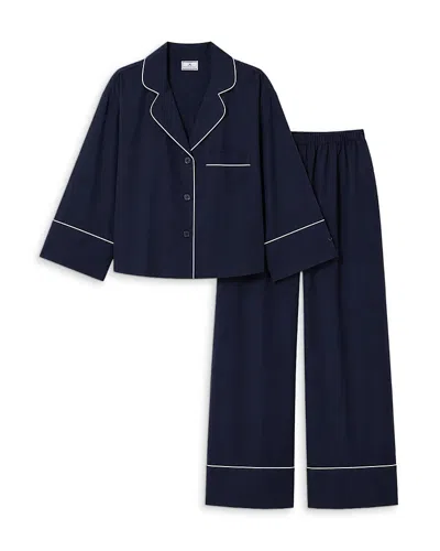 Petite Plume Celine Cotton Short Sleeve Pajama Set In Black