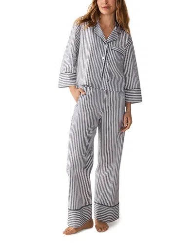 Petite Plume Celine Cotton Short Sleeve Pajama Set In Gray