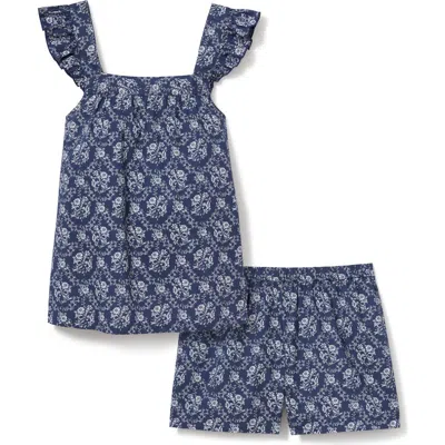 Petite Plume Clara Cotton Poplin Short Pajamas In Blue