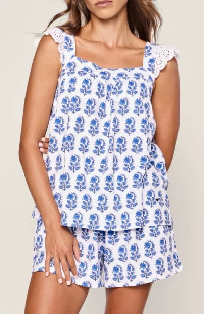 Petite Plume Clara Pima Cotton Short Pajamas In Blue