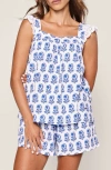 Petite Plume Clara Pima Cotton Short Pajamas In Blue